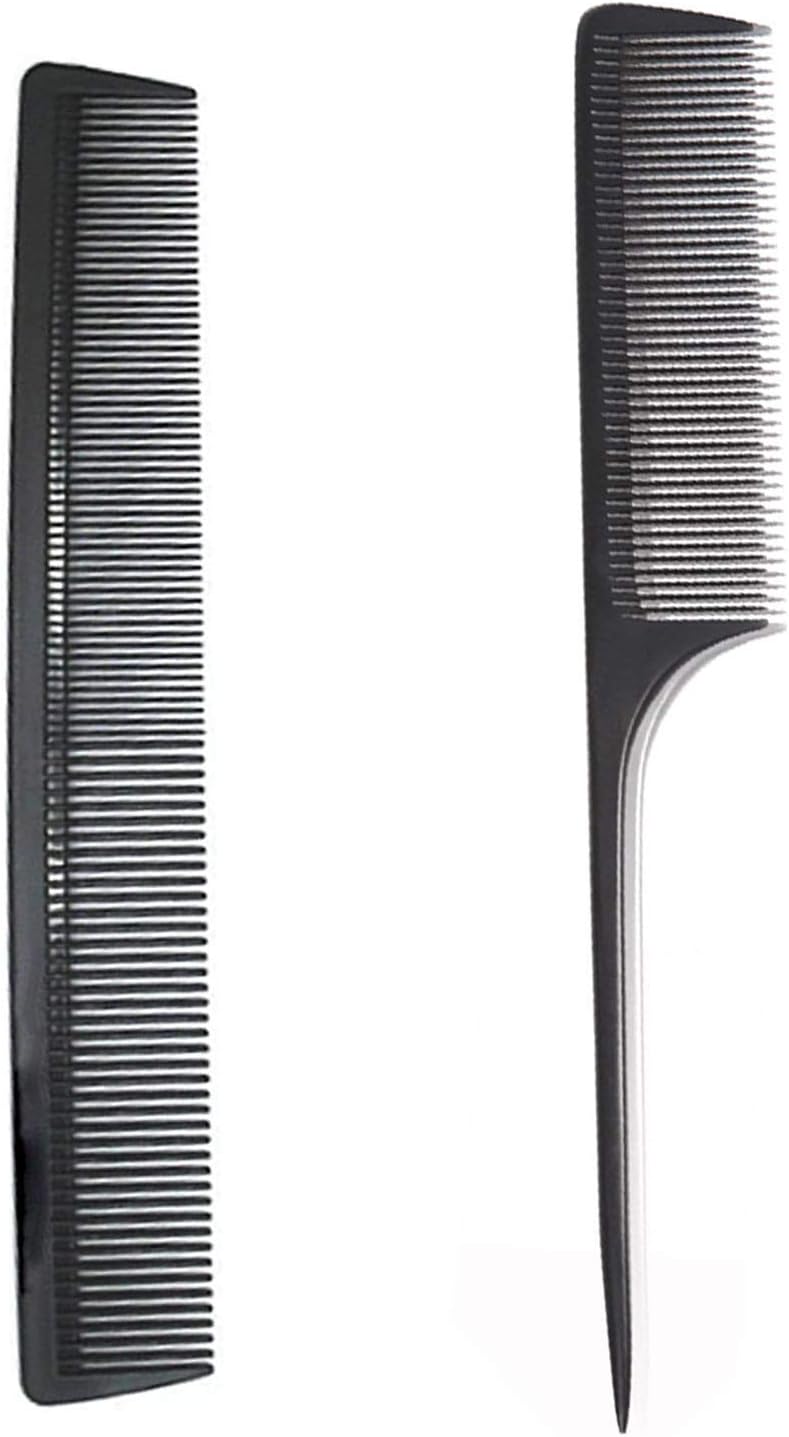 理髪櫛、細櫛と分髪櫛、男女理髪櫛、すべての髪タイプの静電気防止耐熱櫛、2パック