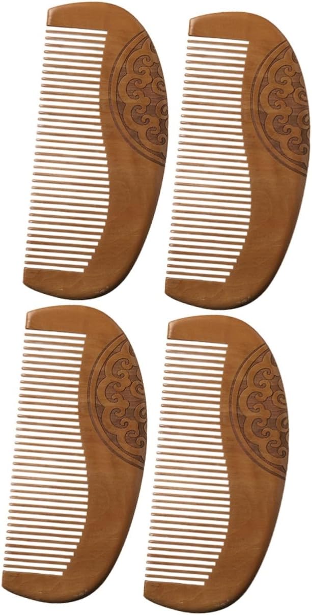 4 個 コーム コーム 女性用 コーム もつれ取り 装飾用 コーム 木 コーム 髪 コーム 木 コーム 太い 髪 ..