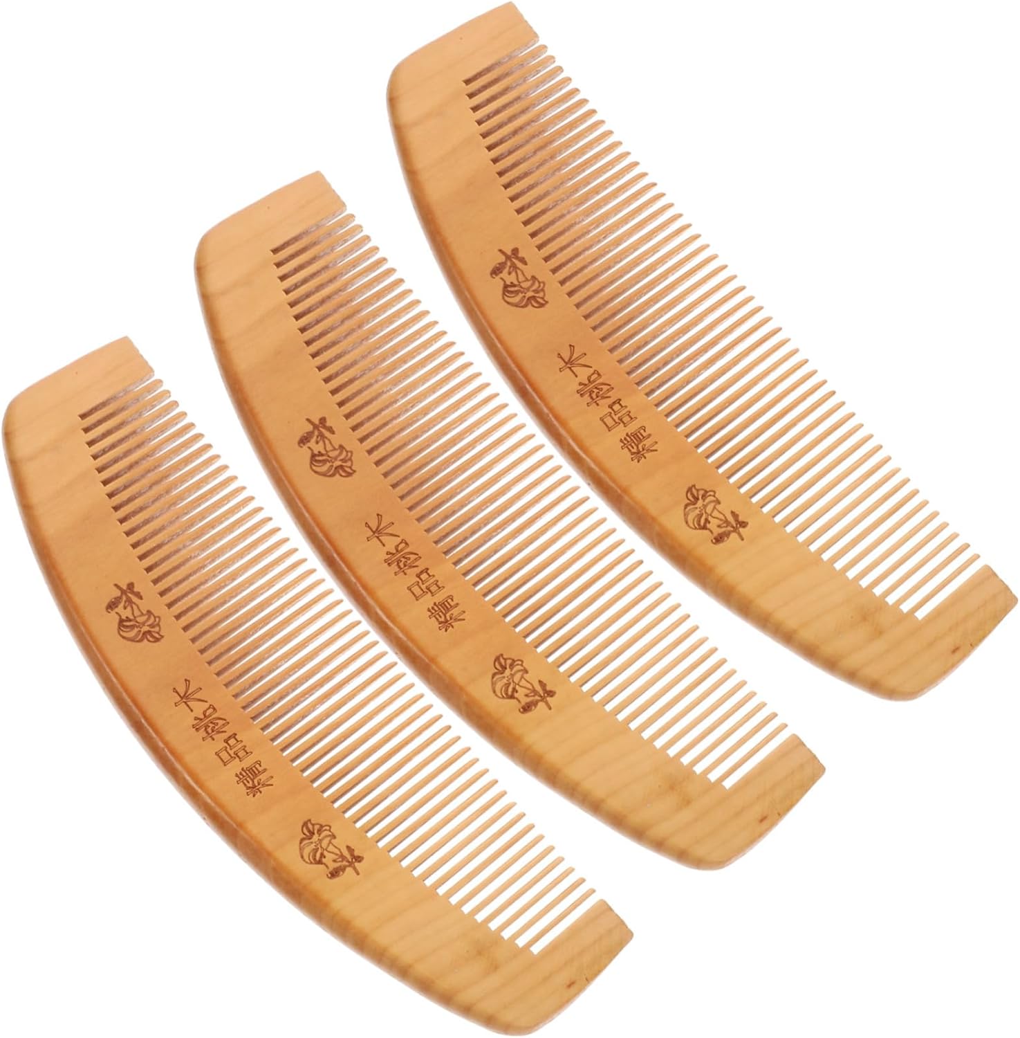 3個 帯電防止木製櫛 小さな櫛 ヘアカット美容櫛 ヘアスタイリングコーム 木製ヘッドコーム パドルヘア..