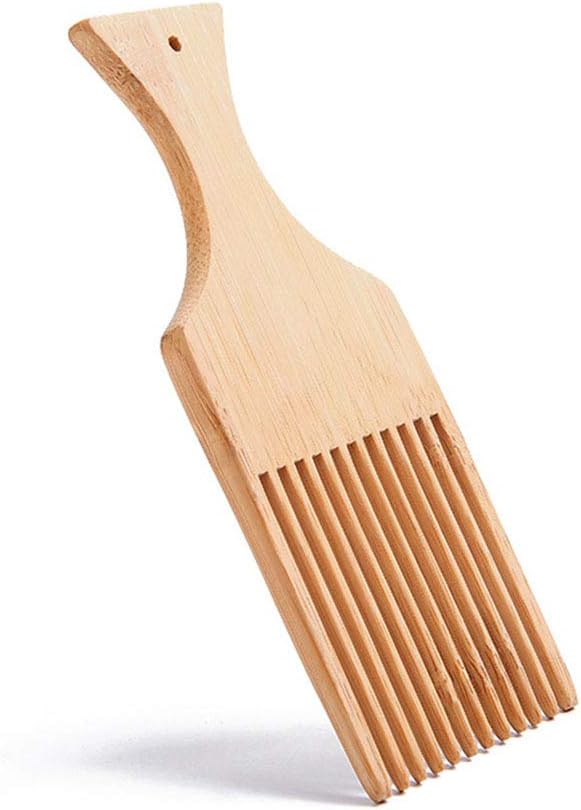 木製櫛天然木ヘアピックコームリフトもつれ解消ヘアコームアフリカヘアブラシツール