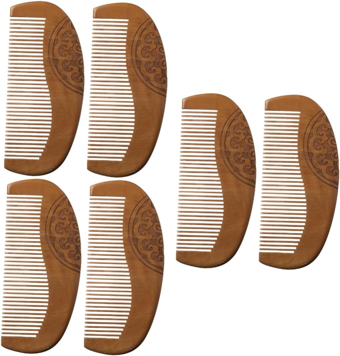 6 個 櫛 木製 櫛 木材 櫛 太い 髪 装飾 櫛 旅行 櫛 木材 髪 もつれ解消 櫛 木材 櫛 女性用 髪 櫛 もつ..