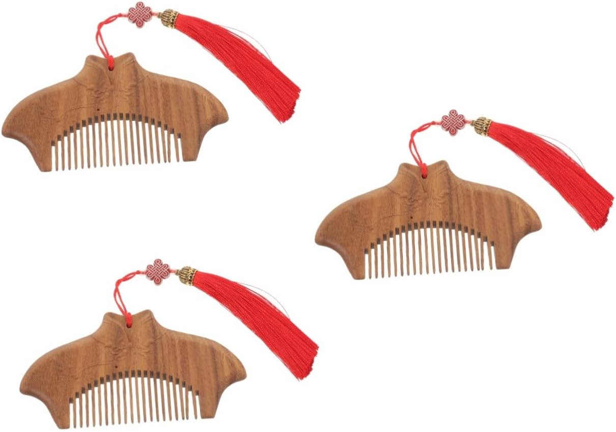 3個 チャイナドレスコーム ヘアコーム 女性用木製櫛 木製の櫛 髪の櫛 小さなくし 木の櫛 コーム 女性用..