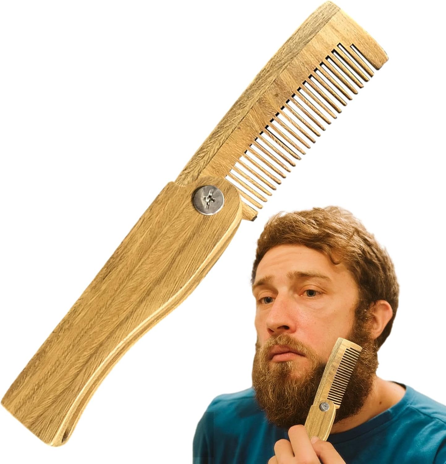 ひげケアコーム | ポケットひげコーム | ひげメンテナンスコーム、口ひげ&ヘアトラベル用折りたたみコ..