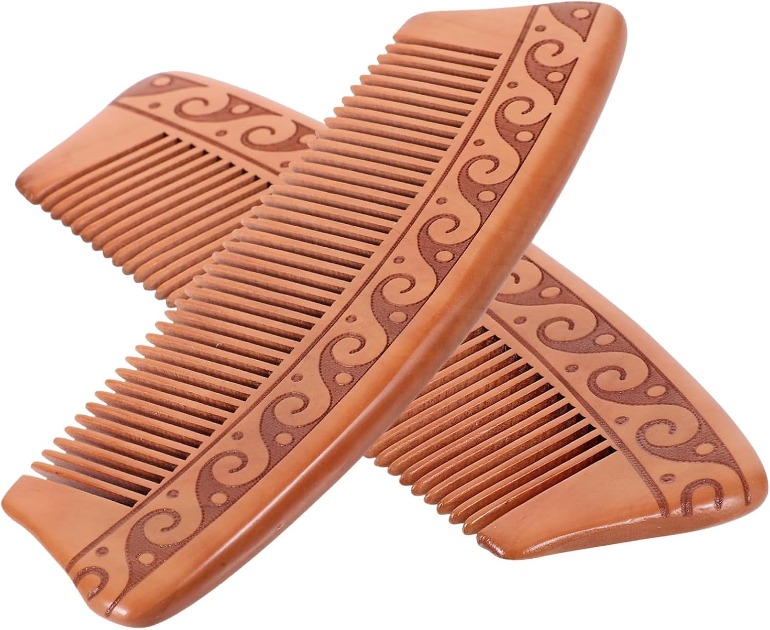 コーム 2個 天然無垢材のヘアコーム 頭の頭皮のコーム ポケットコーム 手作りの櫛 小さな櫛 マッサージ..
