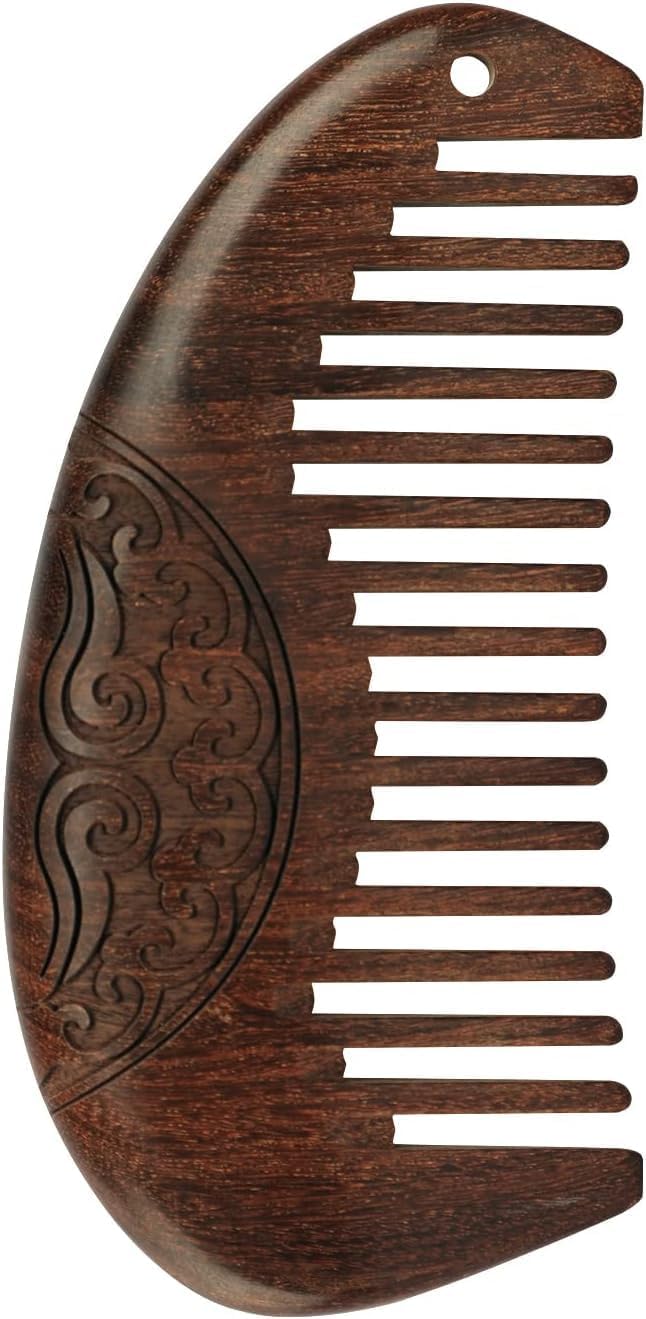 天然木製櫛 檀木櫛 クシ 静電気防止 ヘアコーム ヘアケア 美髪コーム 頭皮マッサージ かわいい 魚形/半..