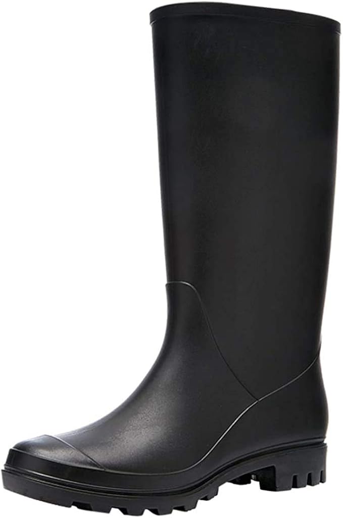 レインブーツ レディース ミドル丈 軽量 PVC製 ラバーブーツ 黒 防水加工 雨靴 防滑 長靴 ローヒール ..