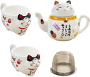 急須 湯呑みセット 茶こし付き ティーポット 陶器 茶器 ねこ 猫の形 急須セット 陶器お茶セット