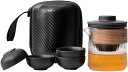 茶器セット 旅行ティーセット 携帯用 収納バッグ付き 陶器 急須 湯呑セット ティーセット 茶器 茶皿 茶器乾燥ティートレー 1-3人用携帯 旅行 お出かけ用 ...