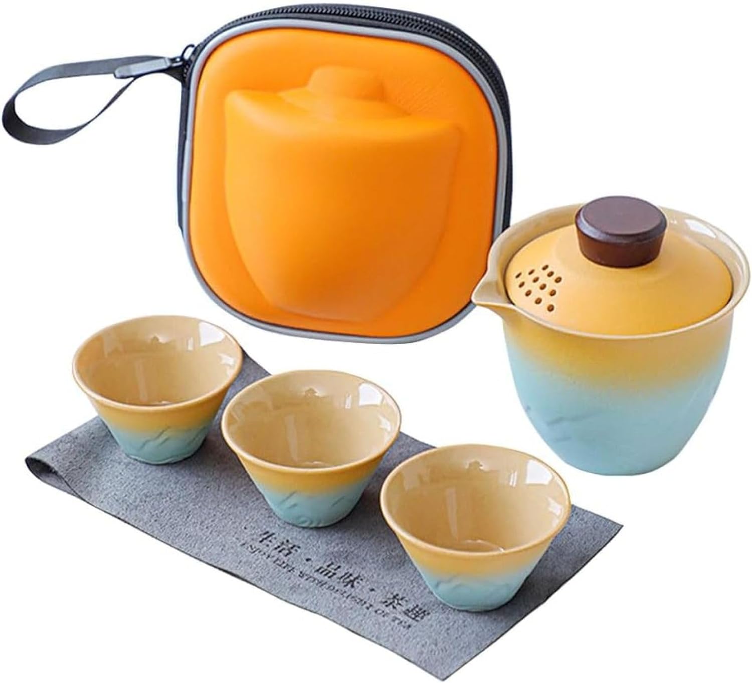 茶器セット ティーセット 湯呑みセット 携帯急須 和風 収納バッグ付き 旅行ティーセット 陶器湯呑みセ..