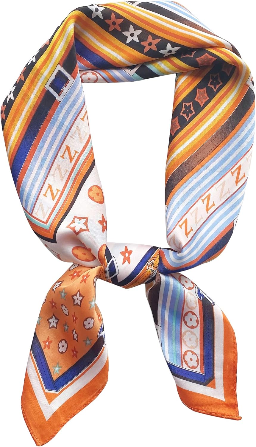 スカーフ レディース 70×70cm シルク風 ネッカチーフ バンダナ カジュアル 正方形 多機能 バッグ飾り ..