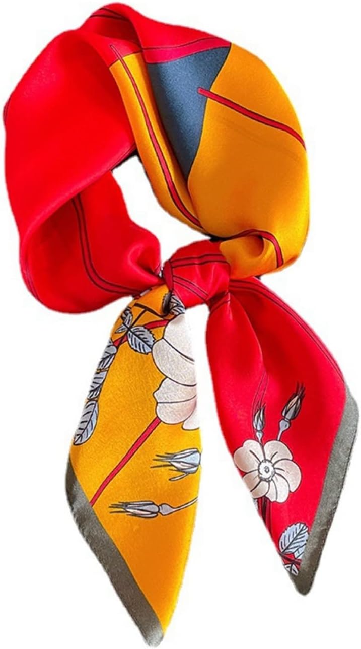 スカーフ シルク風 正方形 スクエアスカーフ ストール レディース 薄手 おしゃれ 梅の花柄 パッチワー..