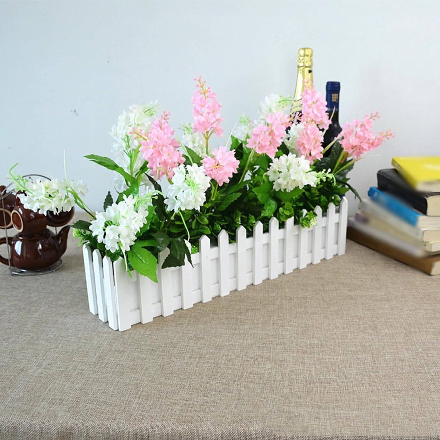 菊 造花セット インテリア キレイ 柵付き フェイクフラワー ブーケ 枯れない花 人工花 家庭 オフィス ..