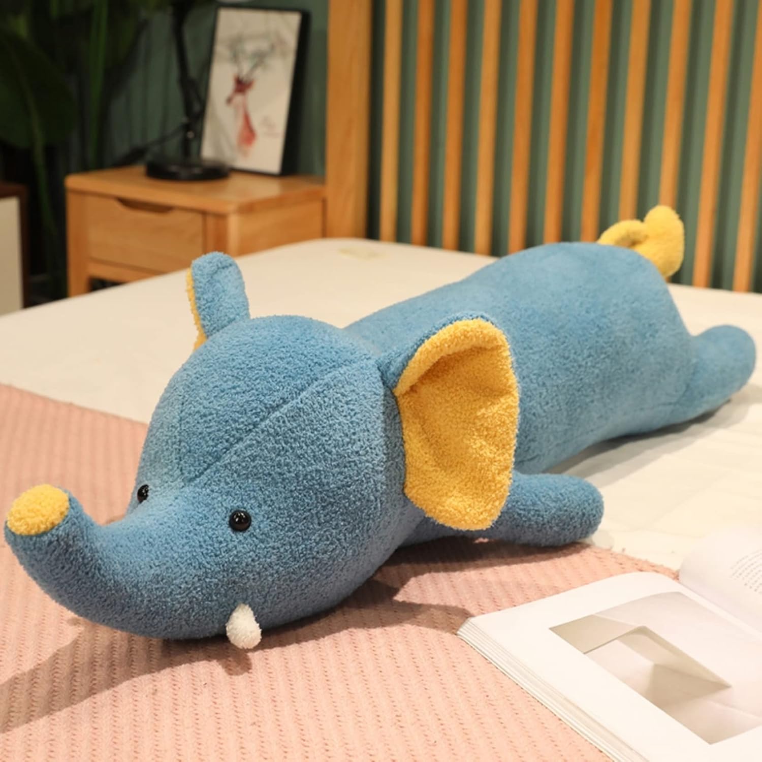 Elephant - 象 パンダ ぬいぐるみ 動物 大きい かわいい 柔らかい 弾力 綿入れ ねむねむ ロングクッション 抱きまくら 添い寝まくら クッション うつ伏せクッション 65-130cm 抱き枕