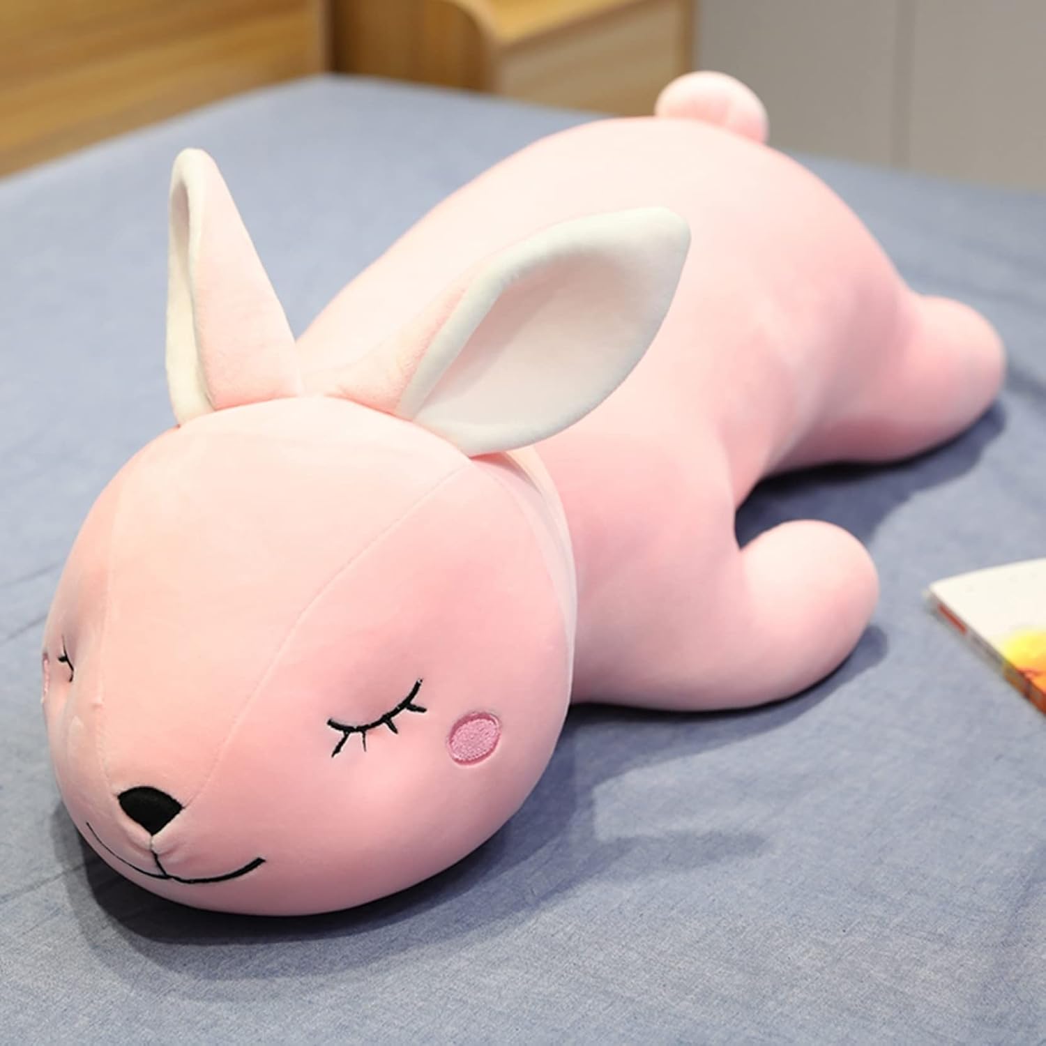 Rabbit - ウサギ　ぬいぐるみ　うつ伏せのウサギ　かわいい　柔らかい　癒し系　子供　妊婦　安眠　抱きまくら　ねむねむ　ロングクッション　添い寝まくら　インテリア　店飾り　お祝い　贈り物　80cm　110cm