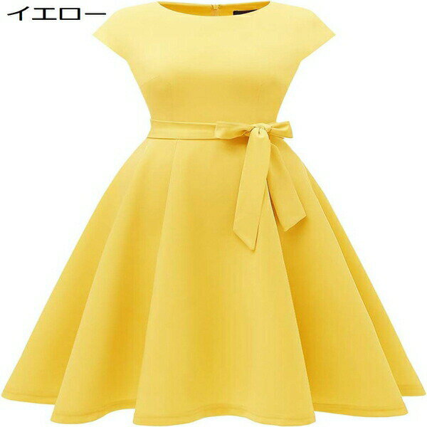 ワンピース レディース 夏 パーティードレス 結婚式ドレス レトロ ミモレ丈 ロング Aライン フレア フォーマル お呼ばれ 二次会 着痩せ 体型カバー おしゃれ