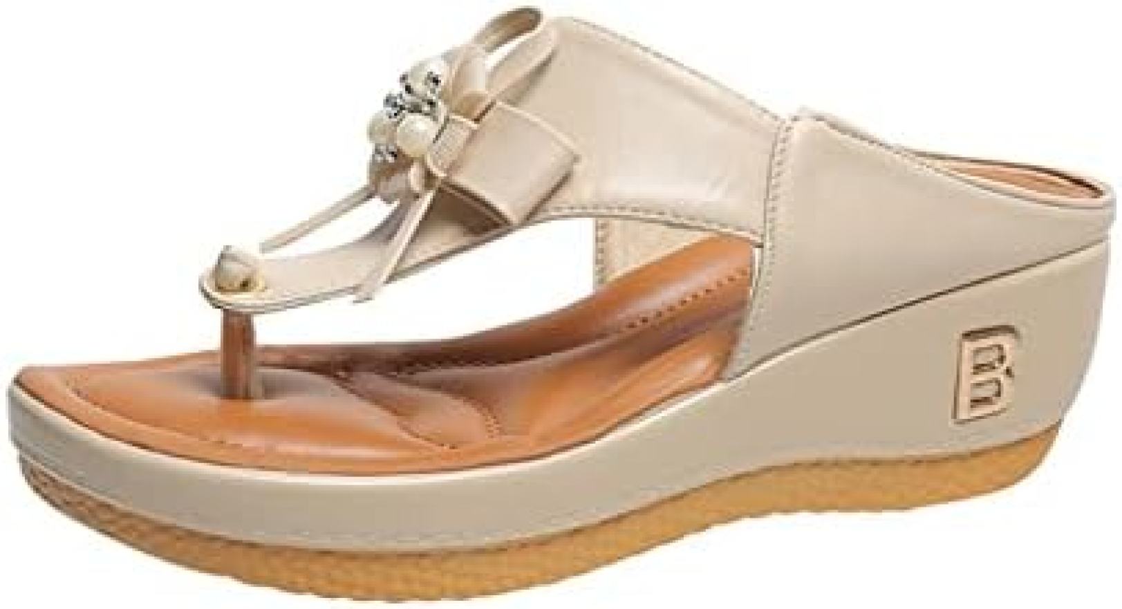 トングサンダル 花付き サンダル ローヒール ぺたんこ ウェッジソール サンダル レディース 大きいサイ..