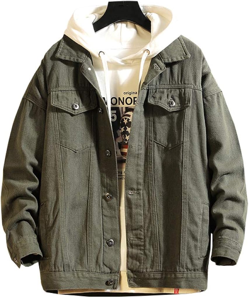 ジャン デニムジャケット メンズ 春秋 大きいサイズ 長袖 ゆったり 折り襟 カッコイイ ファッション 防寒 防風 快適 合わせやすい カジュアル お出かけ 通勤 通学 無地 4色選べる M-5XL