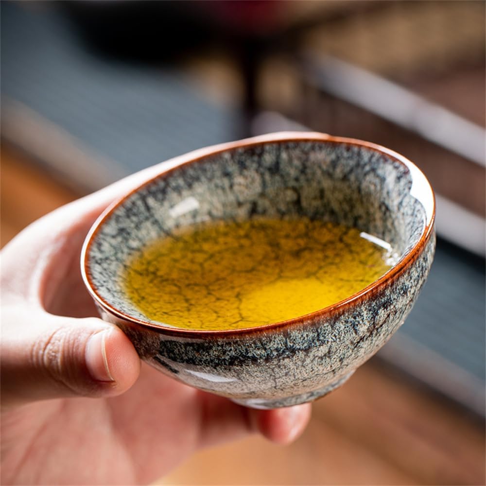 Libre777の湯呑みセット 品茗杯 ティーセット 湯呑み 4客セット 高級 陶瓷茶具 おしゃれ 窯変茶器茶碗 来客用 茶器セット 和風急須 セット ティーポット 茶道 自宅用 贈り物にも (A)｜アングル3