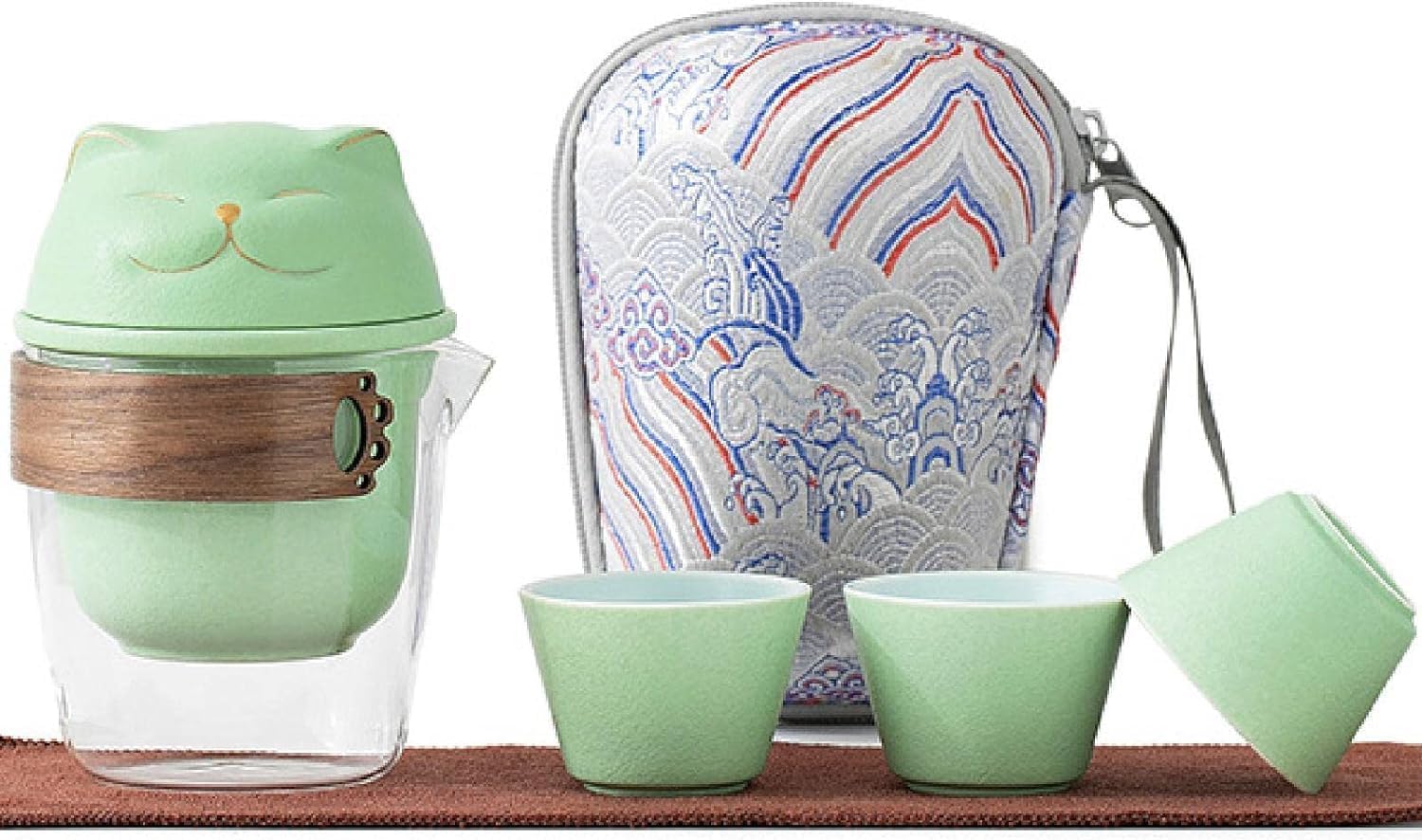 中国茶器セット 茶器セット 台湾茶器セット 旅行ティーセット 携帯用 旅行 収納バッグ付き 陶器 急須 ..