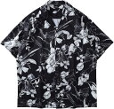 アロハシャツ メンズ 半袖シャツ カップル サマーシャツ 花柄 総柄 原宿風 かっこいい ハワイアン ストリート 夏服 春夏 薄手 日焼け止め 花火大会 お祭り 海水浴 ビーチ カジュアルシャツ 速乾