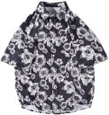 花柄シャツ メンズ 総柄 夏 アロハシャツ 半袖 ハワイ風 ビーチシャツ 日焼け止め カジュアル かっこいい 通気性 アウター サマーシャツ 男女兼用 ゆる 大きいサイズ リゾート 花火大会 お祭り