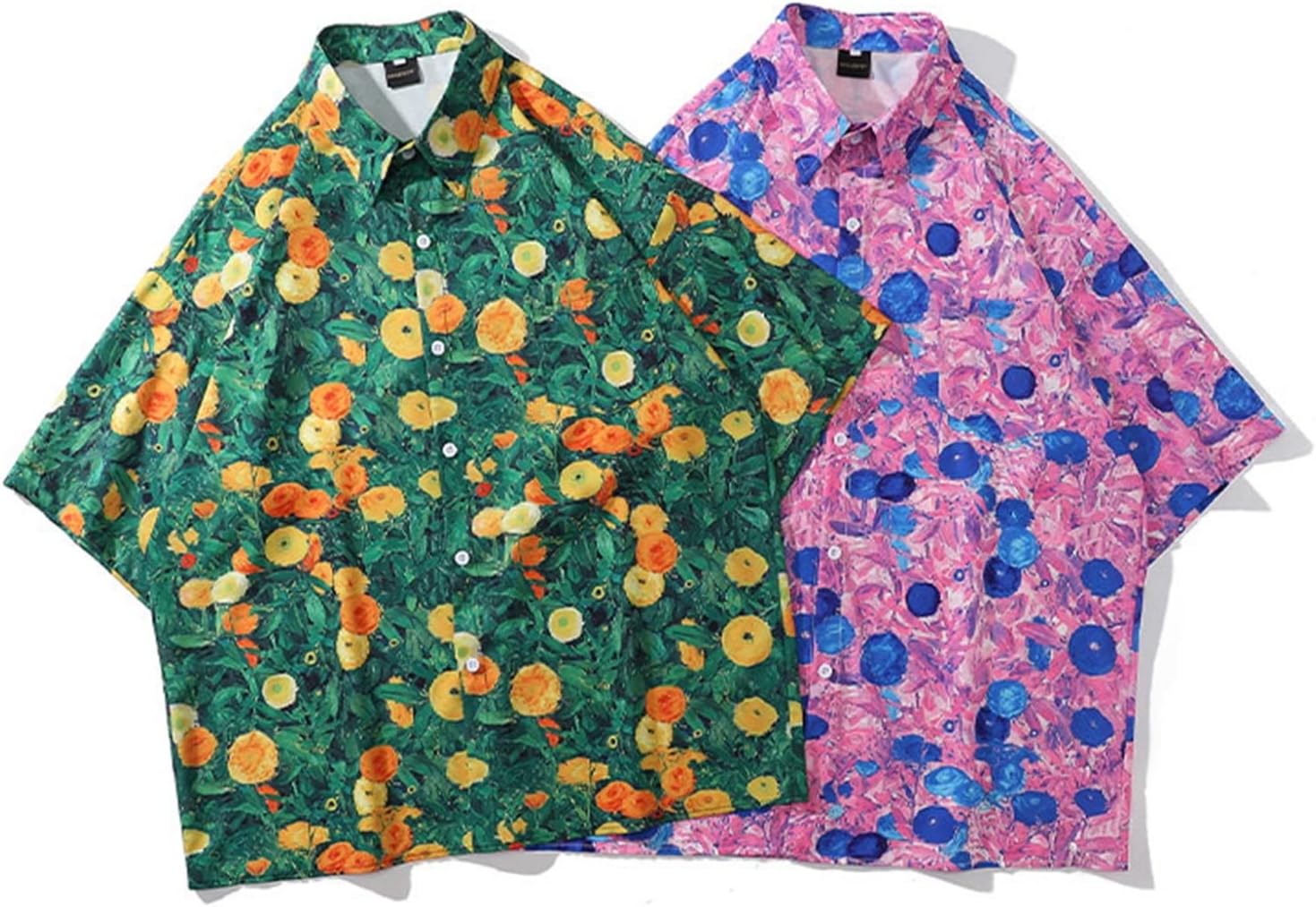 カップルシャツ 半袖シャツ アロハシャツ メンズ サマーシャツ 原宿風 総柄 おしゃれ ストリート 夏服 春夏 薄手 uvカット 速乾 汗染み防止 通気性 軽量 ゆったり 花火大会 お祭り 海水浴 ビ