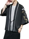 夏用 和式パーカー 薄手 メンズ 七分袖シャツ 着物 羽織トップス カジュアル UVカット ジャケット おおきいサイズ クラシック 刺繍 カーディガン クーラー対策 花火大会 お祭り