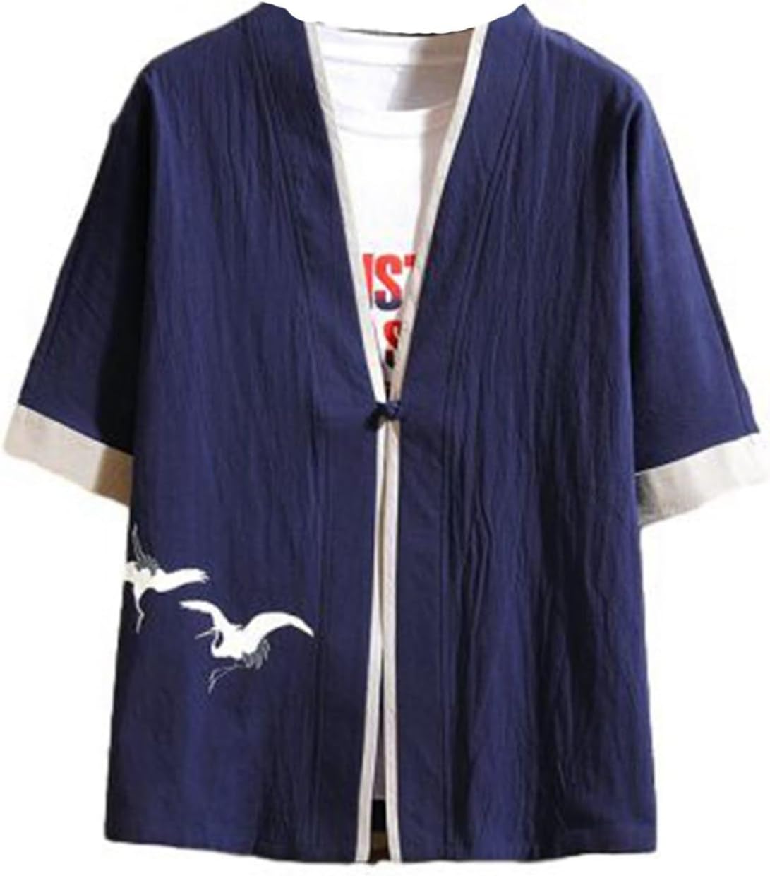 夏用 羽織り 中国風 チャイナ服 綿麻 アウター 和式パーカー メンズ 半袖シャツ カーディガン カジュア..