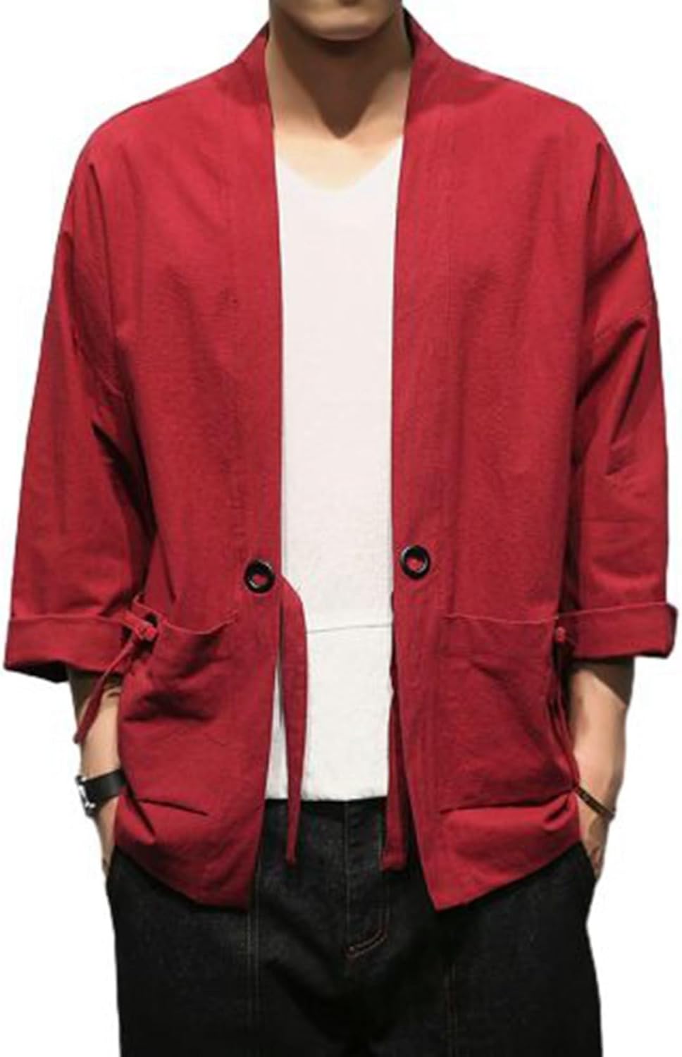 メンズ 和式パーカー 夏 七分袖 和風シャツ 着物 羽織トップス カジュアル UVカット アウター シンプル..