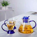 ホウケイ酸ガラス 茶器 ティーセット ガラスティーポット 透明 北欧風 コーヒーソーサー ガラスフィルター 水出し 保温保冷 おしゃれ 麦茶 花茶 ハーフティー...