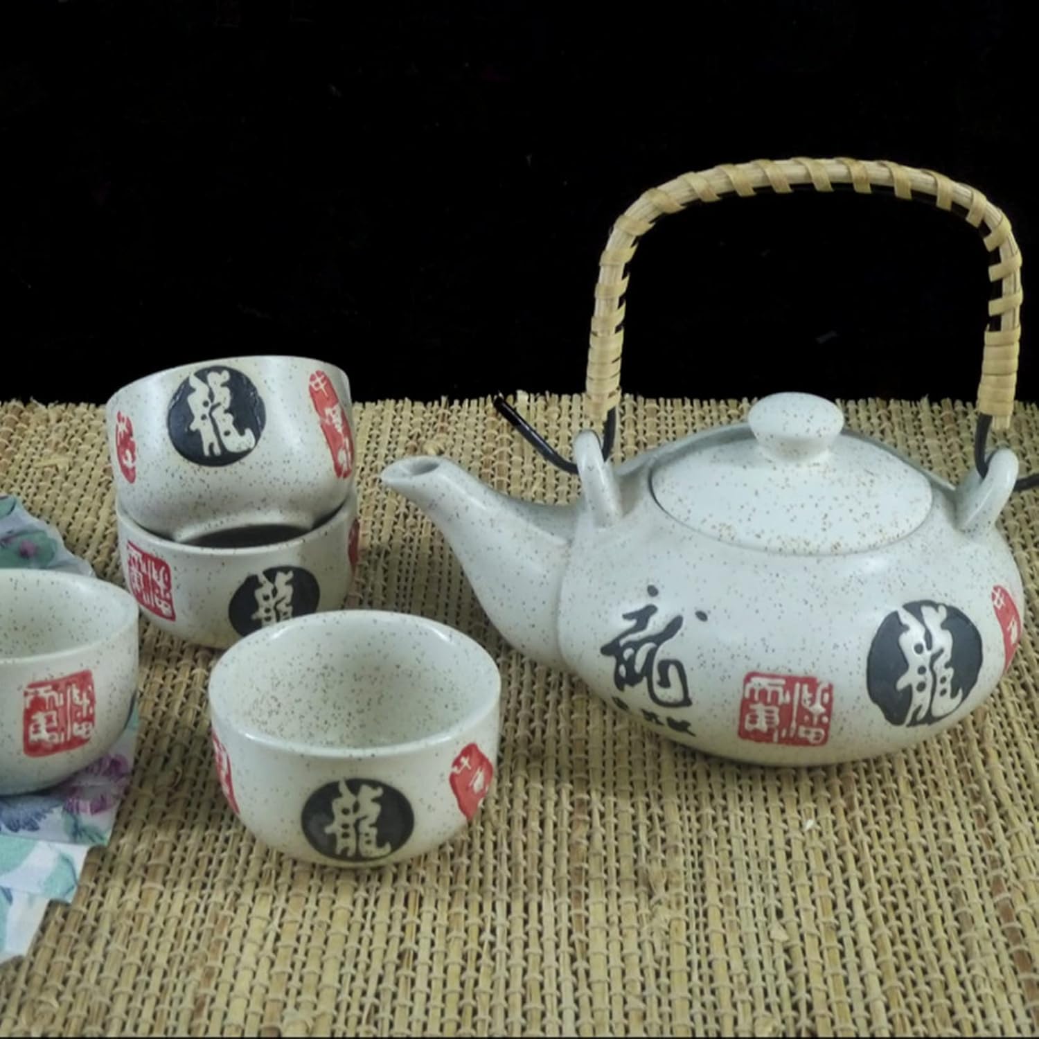 5客セット ティーセット セラミック ティーポット 和風 ドリンクカップ トレー 茶具 食器 ティーポット..
