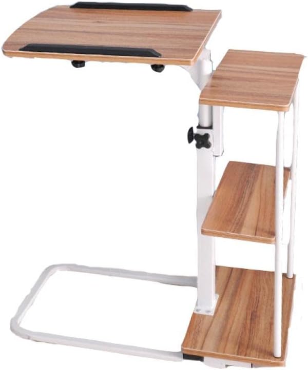 サイドテーブル キャスター付き 昇降式テーブル 高さ調節 コの字 収納棚付き パソコンデスク PCデスク ..