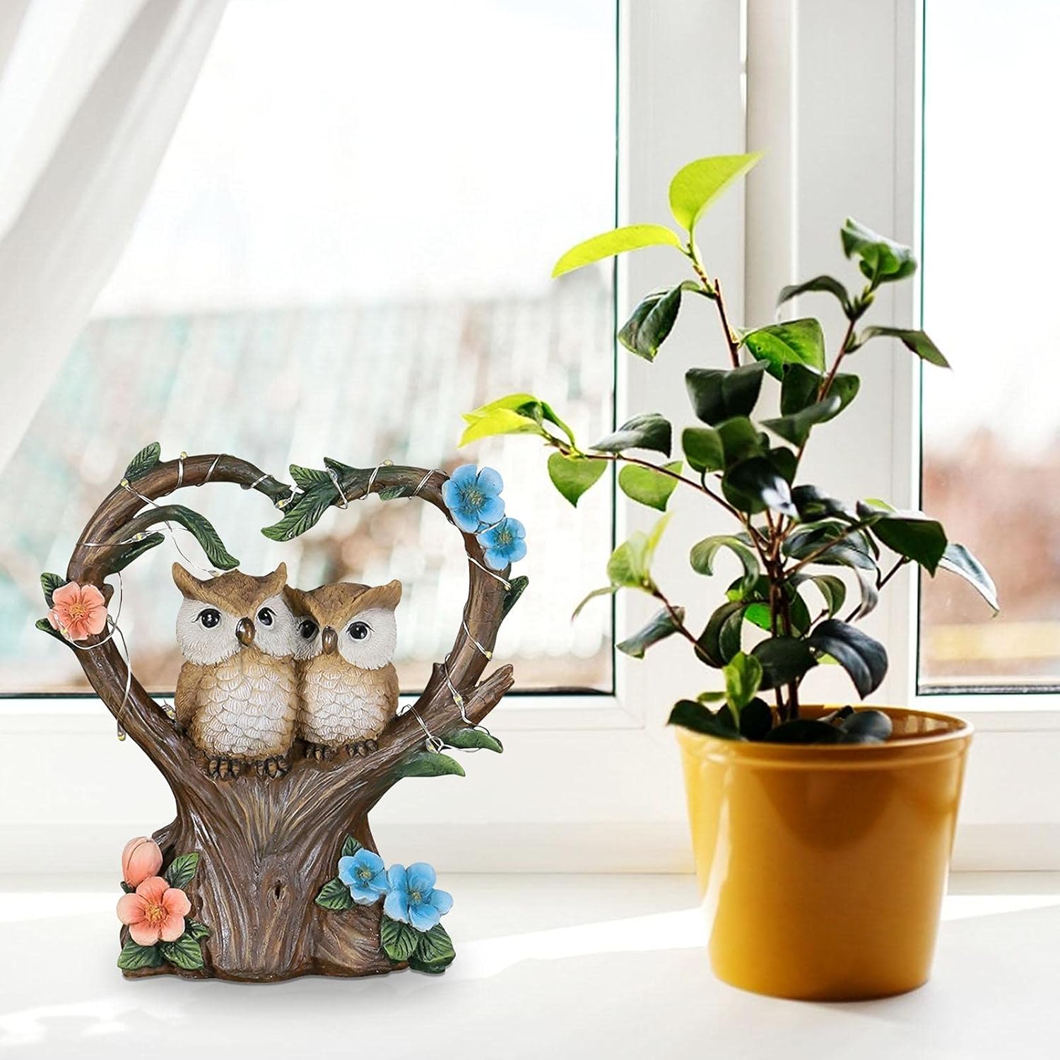 ソーラー置物 鳥のカップル ガーデニングオーナメント ガーデニングオブジェ 自動センサー 置物ライト 樹脂飾り デコレーション 防水 耐久 かわいい インテリア雑貨 プレゼント 庭 屋外 デコレーショ [2]