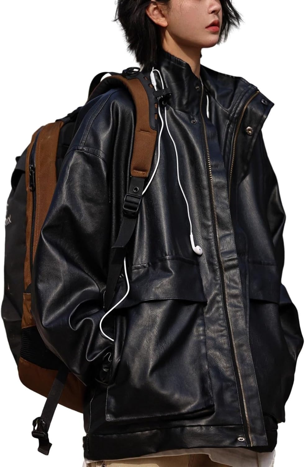 レザージャケット PUレザー メンズ 無地 ブラック カジュアル ライダース 春 秋冬 防寒 防風 暖かい 立ち襟 防水 アウター 重ね着 お出かけ 通勤 通学 着回し 大きいサイズ フェイクレザージ