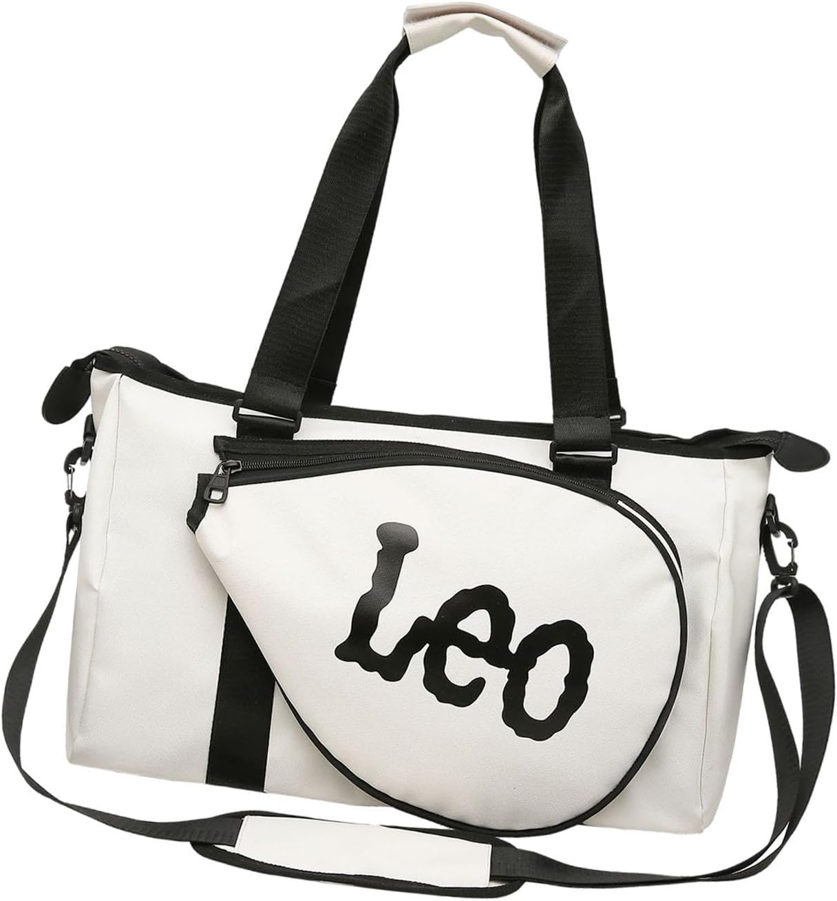 男女兼用ジムバッグポータブルダッフルスポーツ旅行用ジップ付き 白