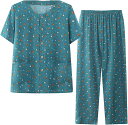 セットアップ Tシャツ 半袖 チュニック 総柄 ロングパンツ 9分丈 高齢者 祖母 お年寄り 女性 婦人 ゆったり おしゃれ 夏服 コットン 通気性 涼しい ホーム お出かけ リゾート 60代 70代