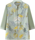 シニアファッション tシャツ 半袖 ブラウス セットアップ チャイナボタン 竹柄 中高年 レディース 夏服 ロングパンツ 7分袖 ゆったり 薄手 通気性 カジュアル リラックス 祖母 お年寄り