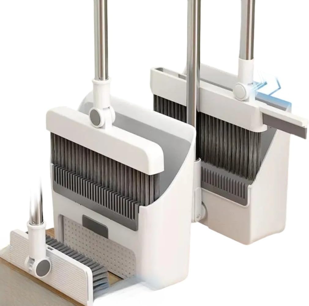 ほうきとちりとりのセット、自立式、収納簡単、屋内と屋外、バルコニーと玄関の掃除に最適