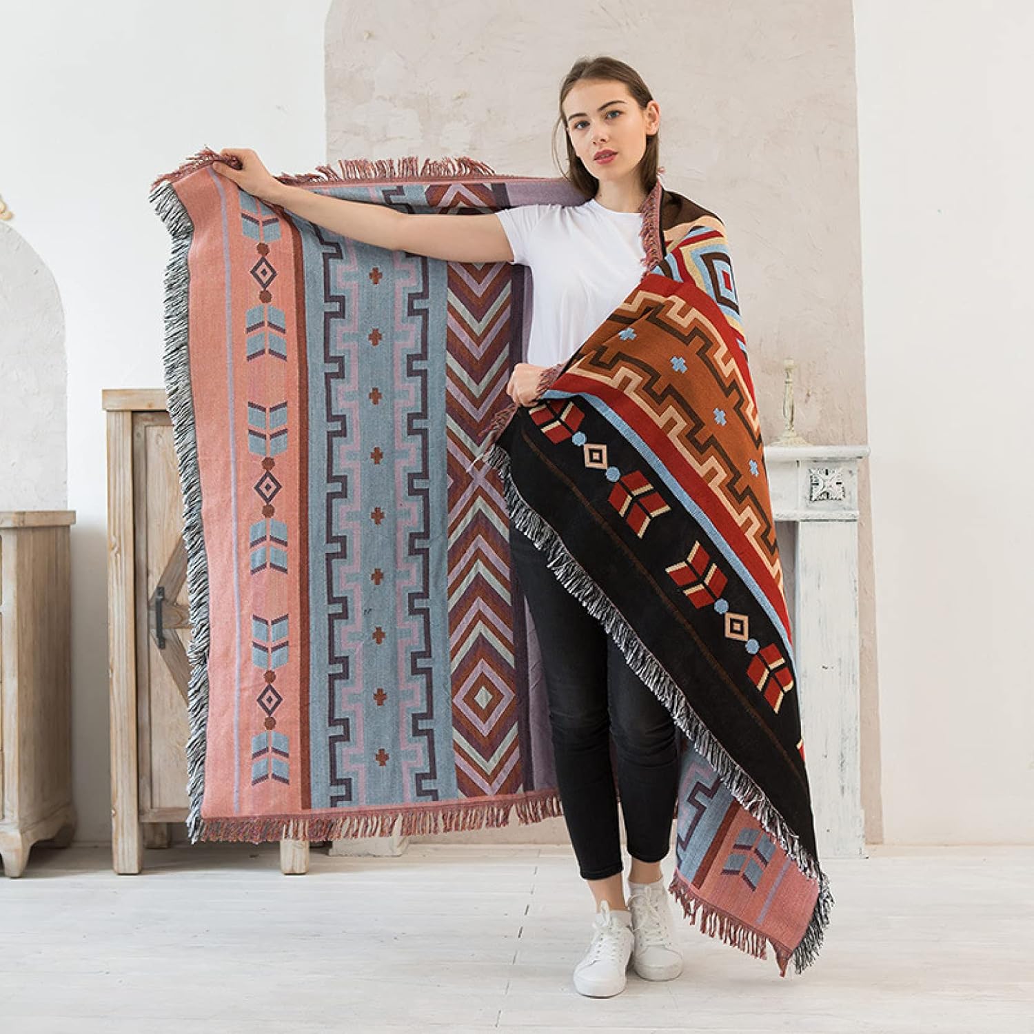 マルチカバー 北欧風 スタイル ソファカバー テーブルクロス 90*90cm バスマット 長方形 おしゃれ 2人掛け 柔らかい 四季通用 カラー 大きい 水洗い テーブル掛け オシャレ シンプル 肘付 [2]