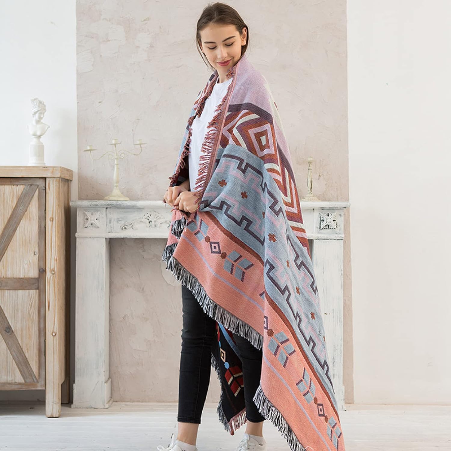 マルチカバー 北欧風 スタイル ソファカバー テーブルクロス 90*90cm バスマット 長方形 おしゃれ 2人掛け 柔らかい 四季通用 カラー 大きい 水洗い テーブル掛け オシャレ シンプル 肘付 [3]