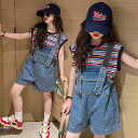 子供服 女の子 パンツセットアップ サロペットパンツ tシャツ ボーダー柄 ノースリーブ おしゃれ キッズ 夏服 ジュニア 女の子 夏服 パンツセット 通学 子供服 部屋着 110 120 130 140 150 160 170cm