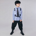 子供 ヒップホップダンス衣装　 セットアップ　ストリートダンス　シャツ　カーゴパンツ　ジュニア　ジャズダンス衣装　長袖　 女の子　ヒップホップダンス衣装　 ジャズダンス衣装　警察官 制服　大きいサイズ　男女兼用　 k-pop 衣装　110 120 130 140 150 160 170cm