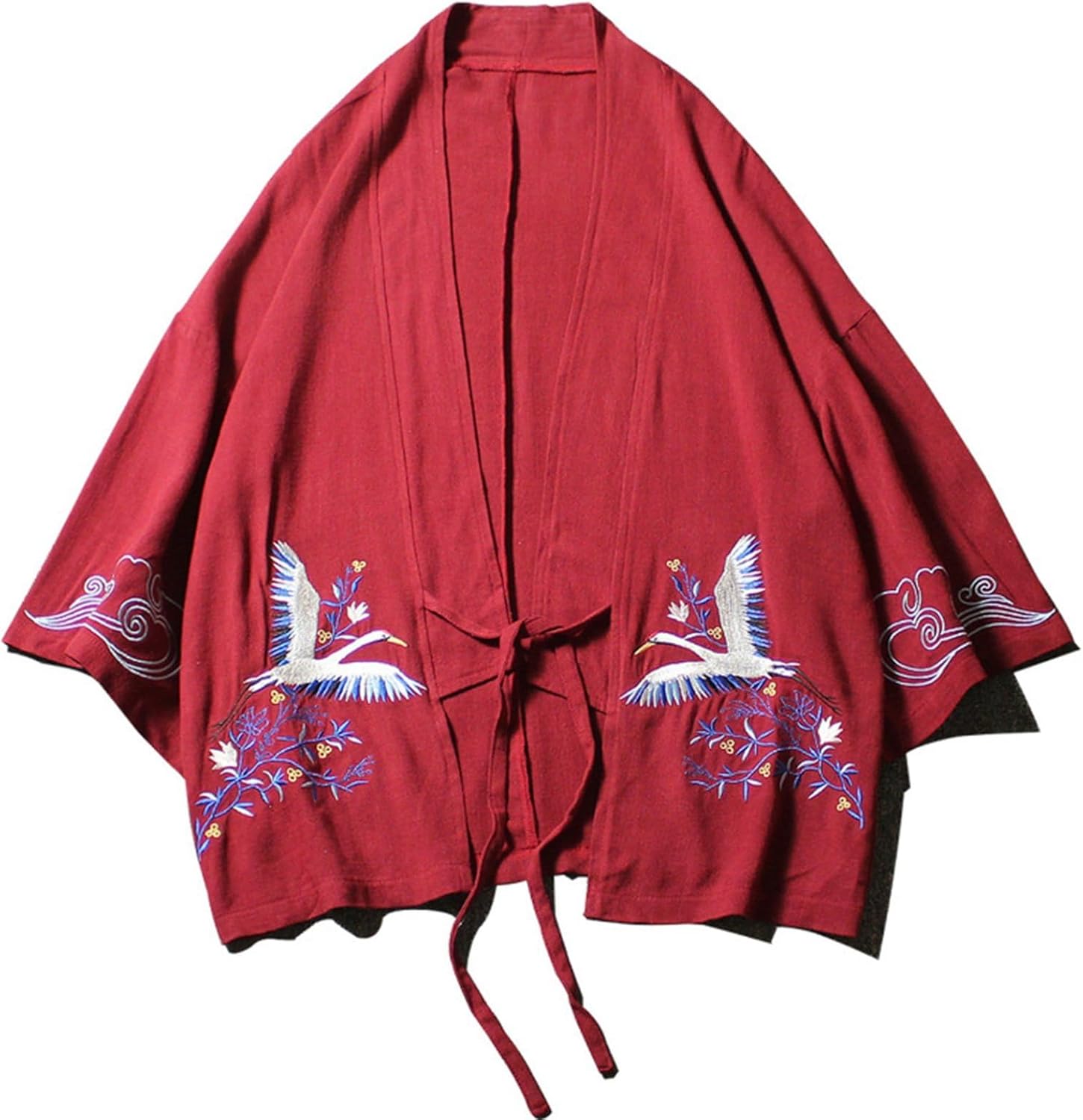 メンズ 和式パーカー 鶴柄 夏 七分袖シャツ 着物 羽織トップス カジュアル UVカット ジャケット 大きい..