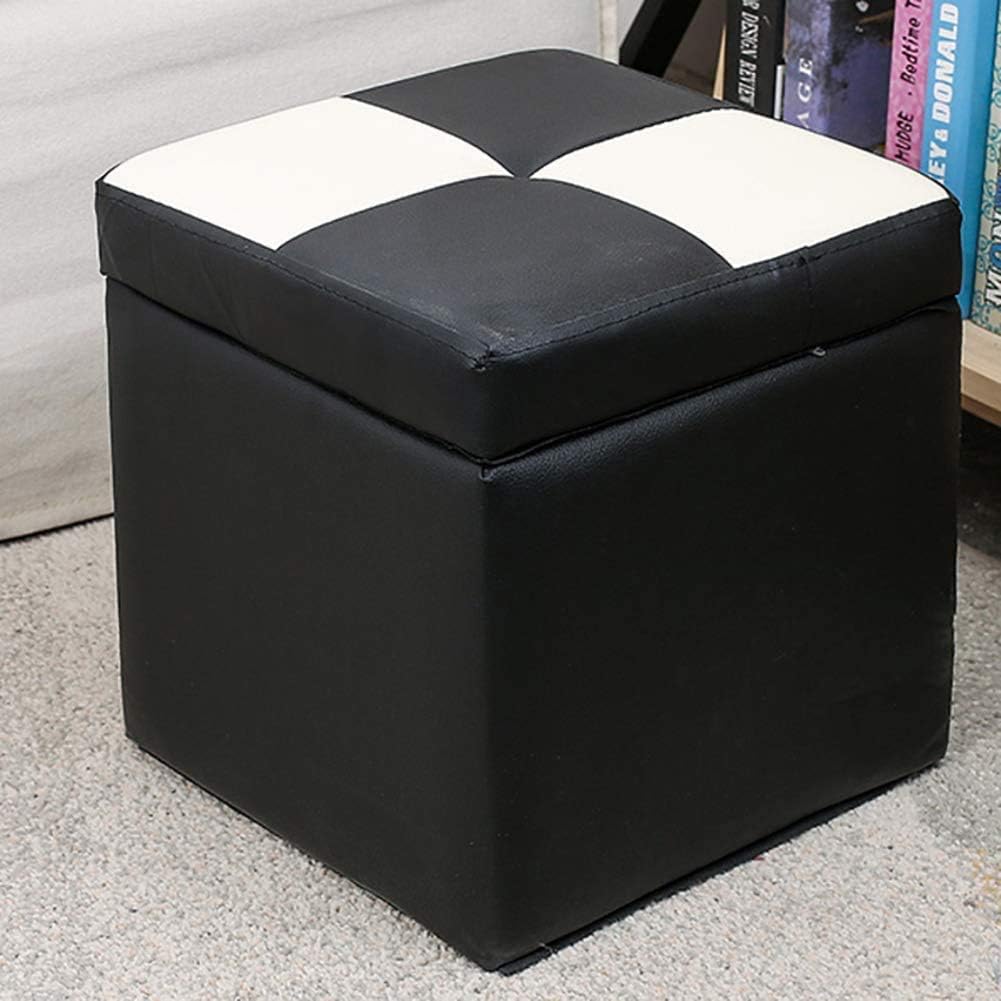 フットスツール キューブ フェイクレザー オットマン 収納 プーフ ベンチシート ヒンジトップ オーガナイザーボックス付き シングルシート (A 30x30x32cm(12x12x13))