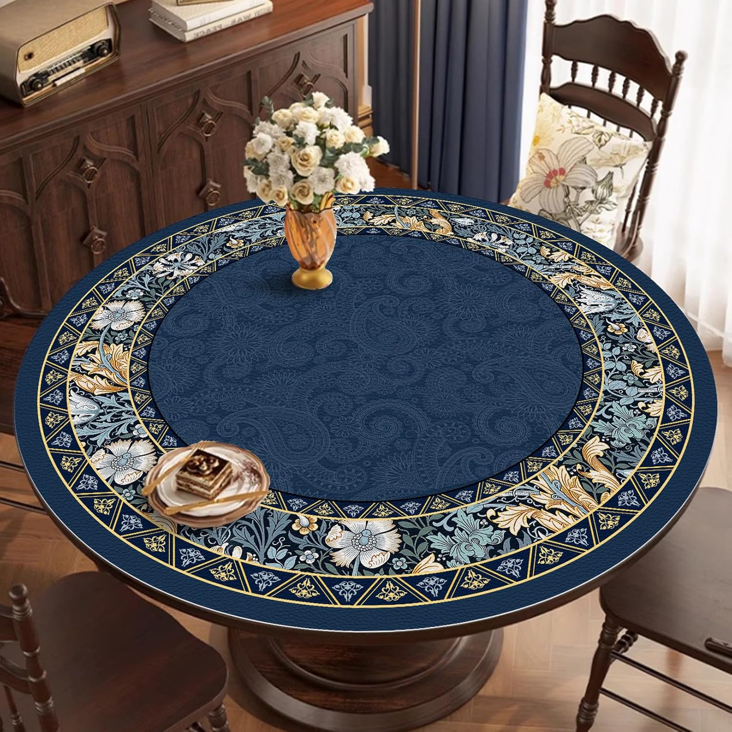 テーブルクロス 撥水 北欧 おしゃれ 円形 テーブルマット シンプル モダン 花柄 エレガント クロス カバー テーブルクロス カラー3 レザー調 PU 汚れ防止 デスクマット マット 防水 家庭用