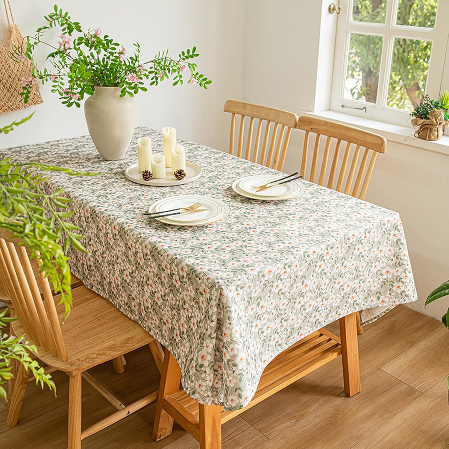 テーブルクロス 撥水 カラー1 防水 耐熱 長方形のテーブルカバー テーブルマット ダイニング 家庭用 お手入れ簡単 マルチカバー 花柄 シンプル 正方形 長方...