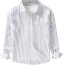 長袖シャツ メンズ 純綿シャツ カジュアルシャツ 春夏服 折り襟シャツ ストライプ 日焼け止めアウター 速乾通気 吸汗 薄手 軽い ワイド シンプル 合わせやす...