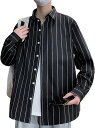 長袖 カジュアルシャツ メンズ ボタンダウン シャツジャケット 開襟 シンプル ストライプ 春夏秋用 薄い 軽量 速乾吸汗 通気性いい コーディネート 体型カバ...