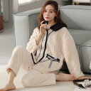 パジャマ ルームウェア レディース 冬 長袖 長ズボン 上下セット フランネル 厚手 保温 暖かい 前開き 家着 蝶結び 可愛い もこもこ 柔らか 肌に優しい ...