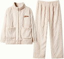 フランネル パジャマ ペア ルームウェア 冬 ジップアップ 立ち襟 家着 長袖 上下セット ロングパンツ 厚手 保温 あったか ふわふわ 快適 ゆったり レディ...